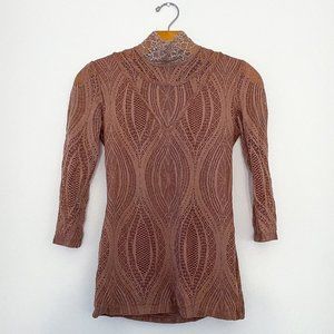 Free People Mock Neck Victorian Top Size S